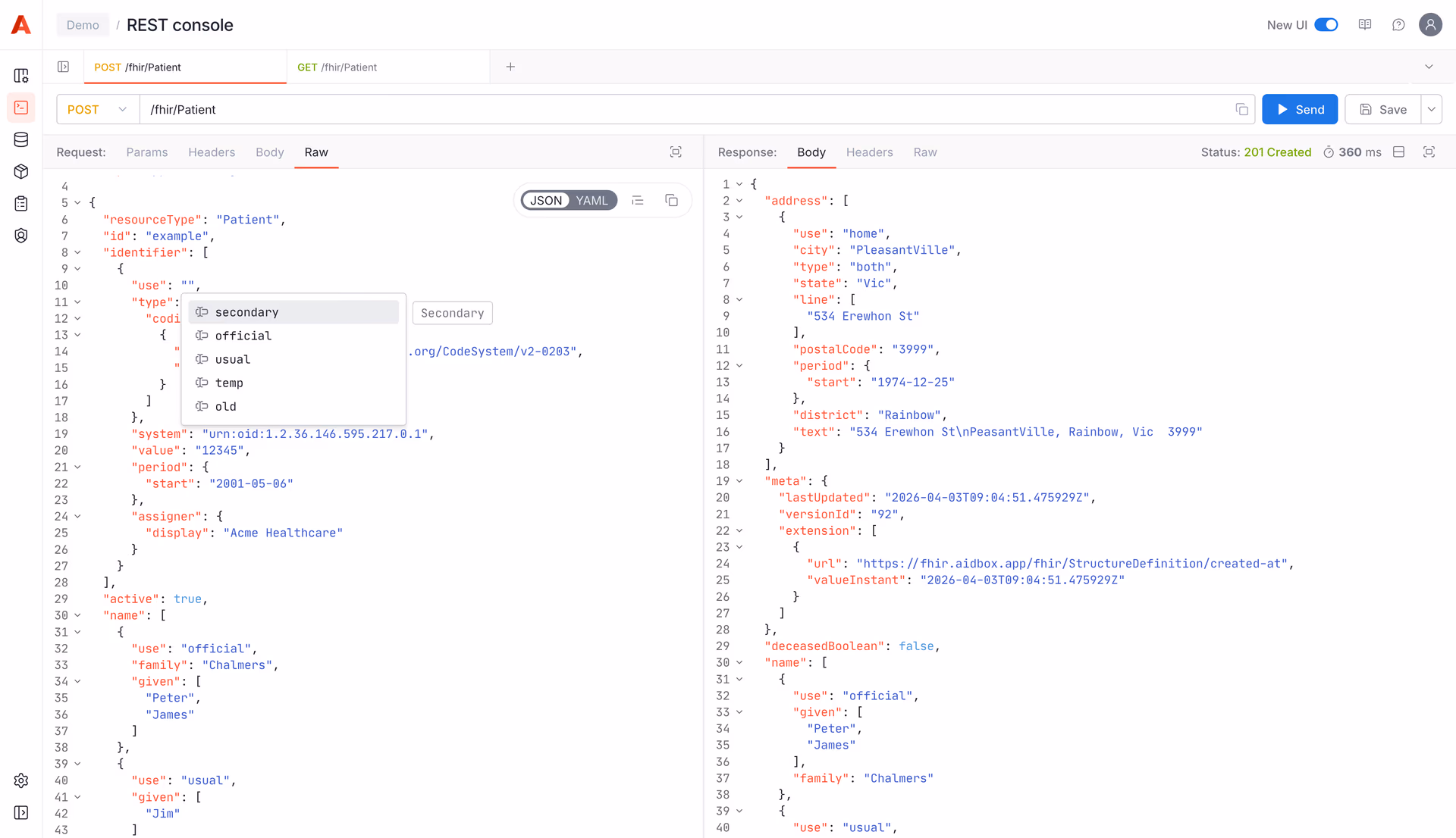 FHIR Server REST Console