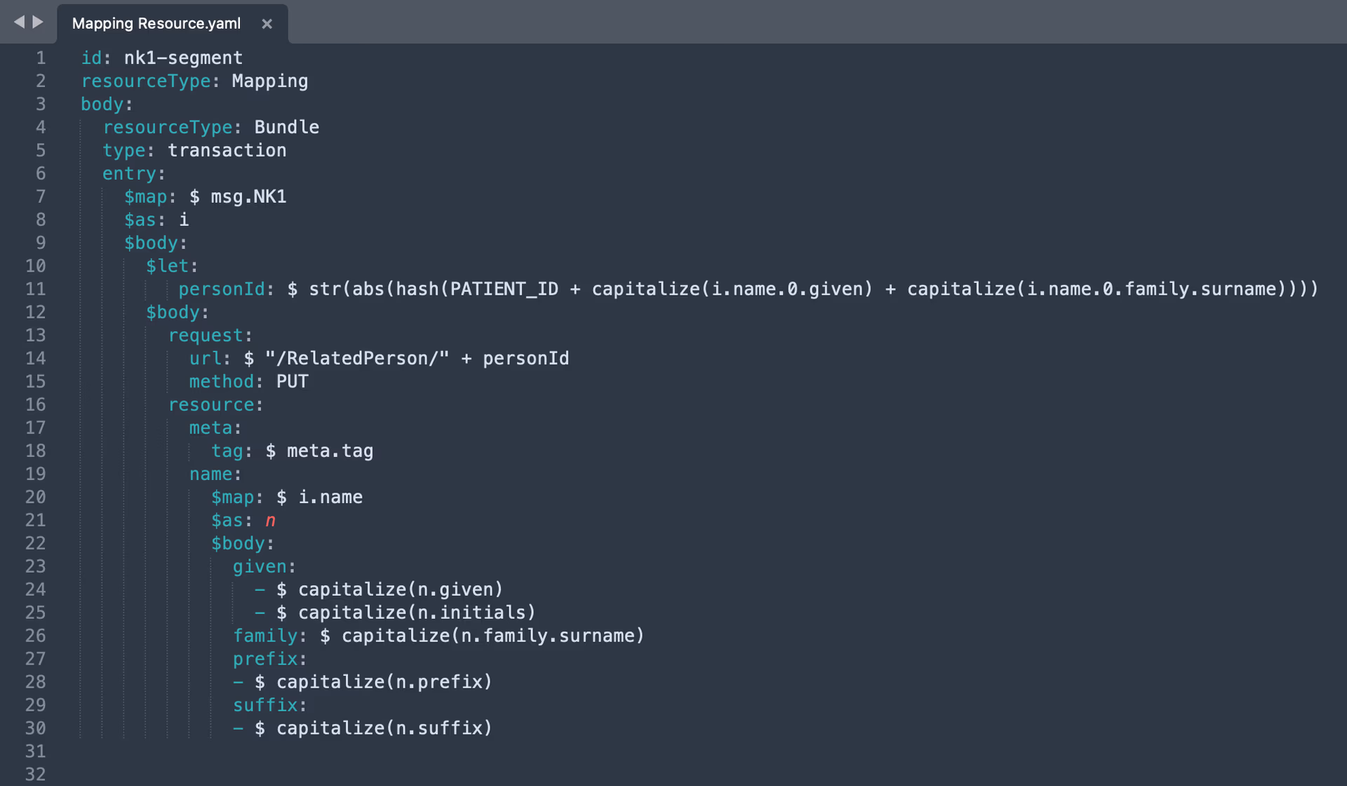 Aidbox Mapping Resource example / JUTE