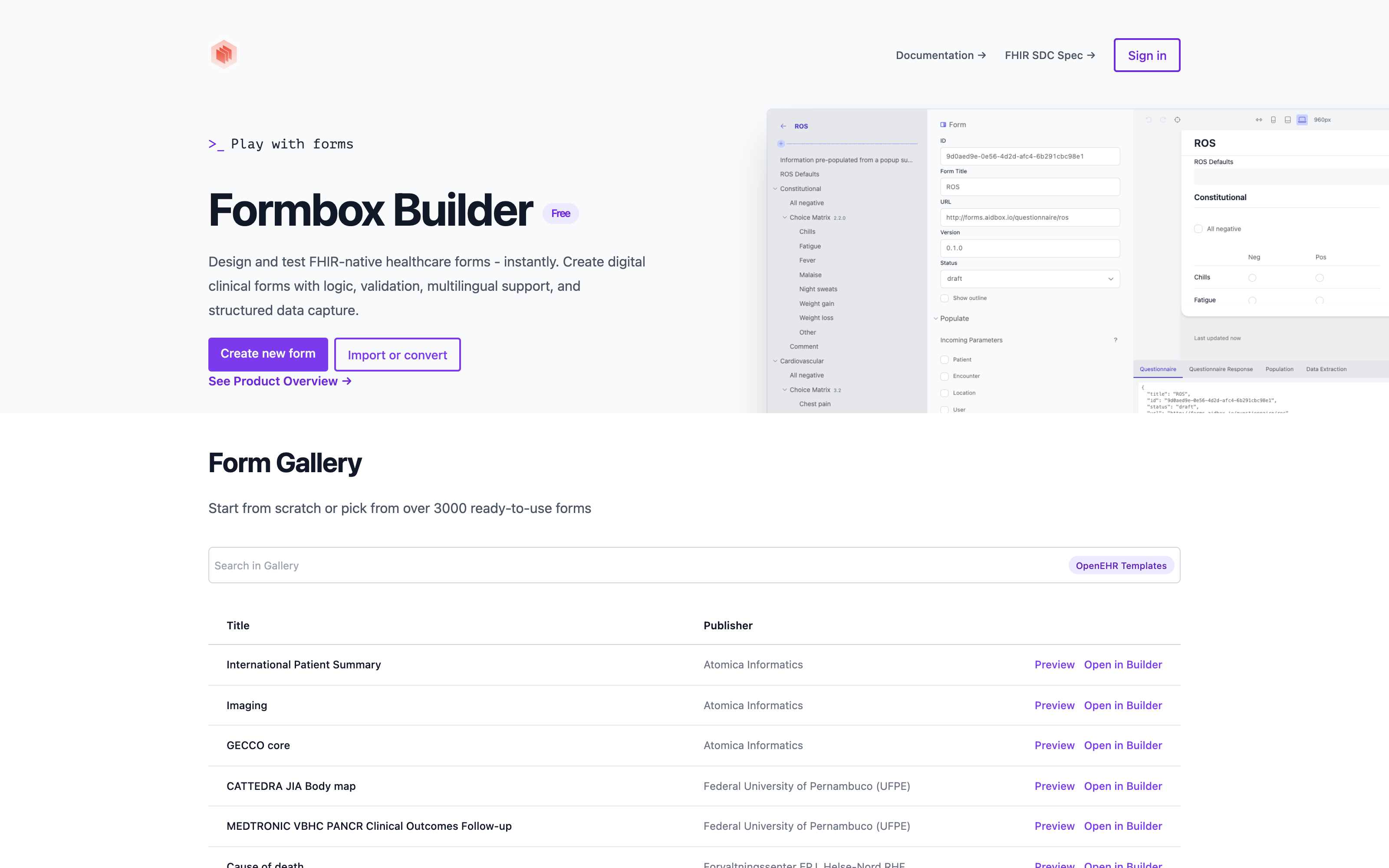 Aidbox Form Builder — designing and testing a FHIR-native form