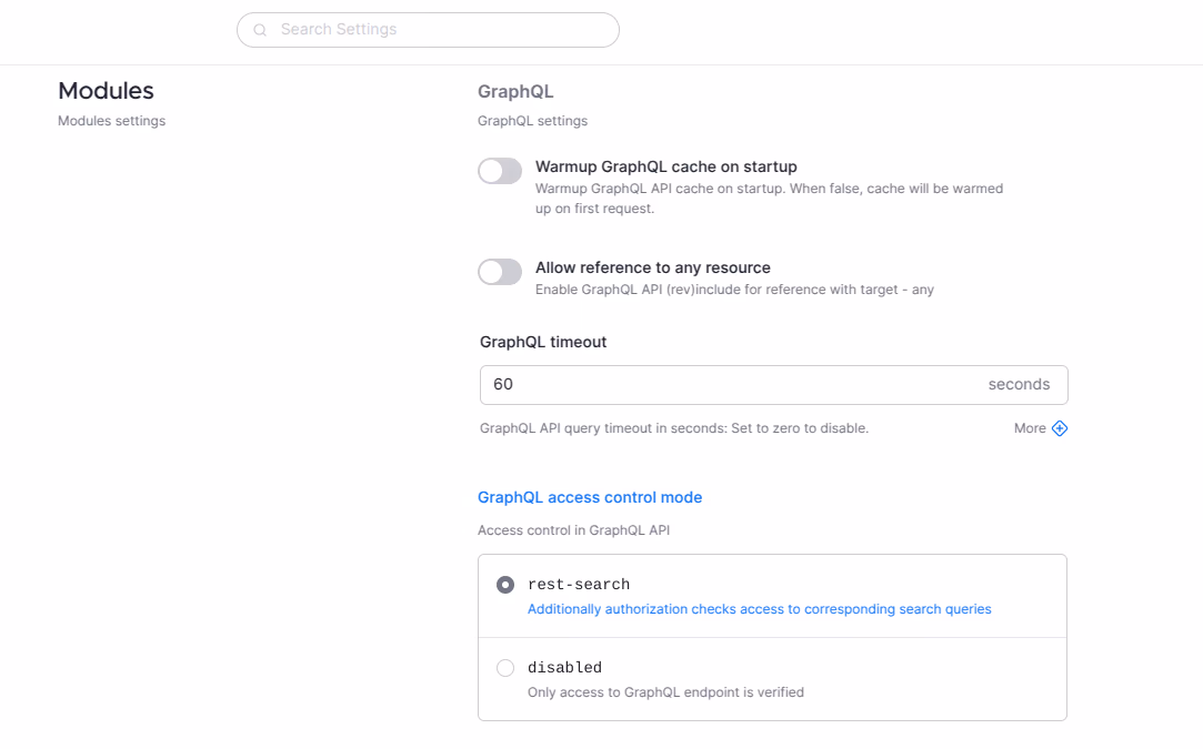 FHIR server serrings