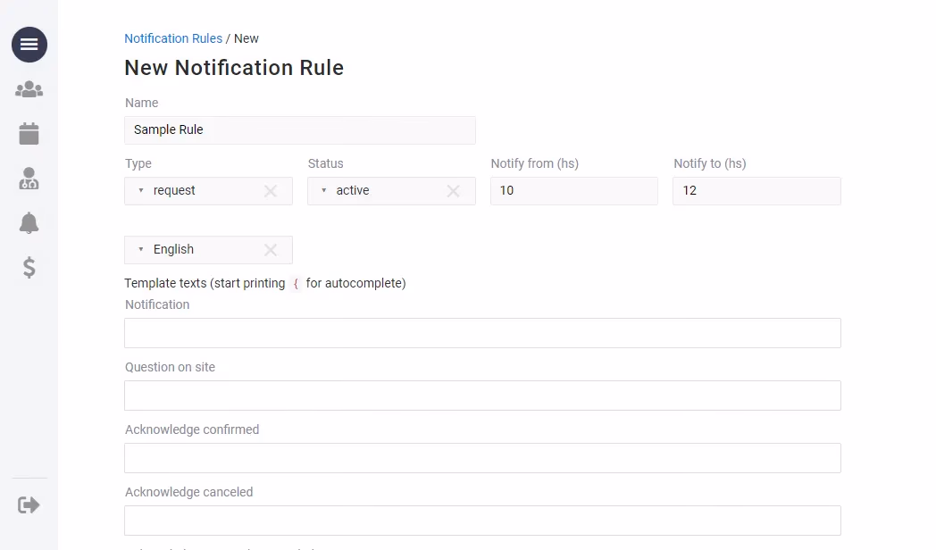 Notification rule configuration