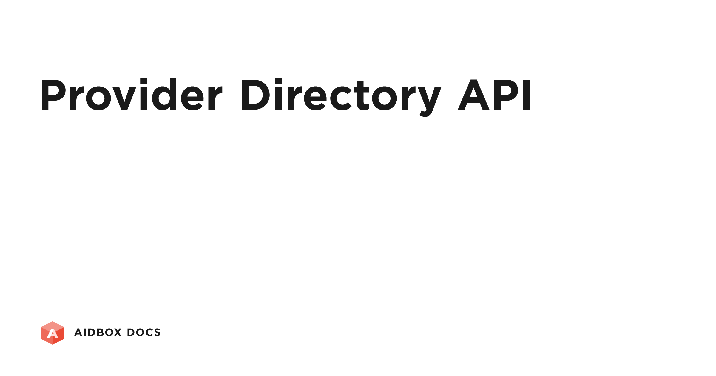 Provider Directory API | Aidbox Docs