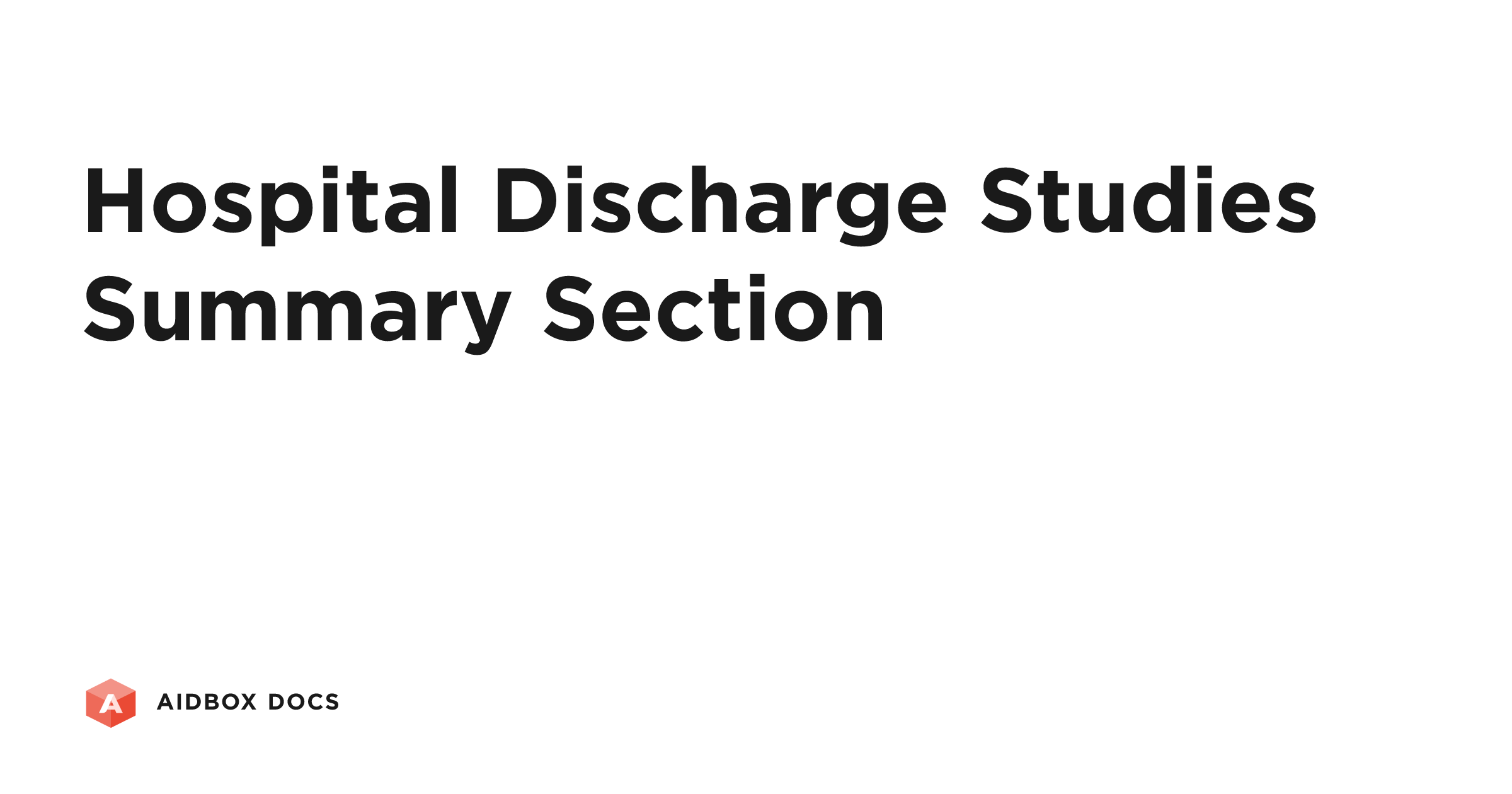 Hospital Discharge Studies Summary Section | Aidbox Docs