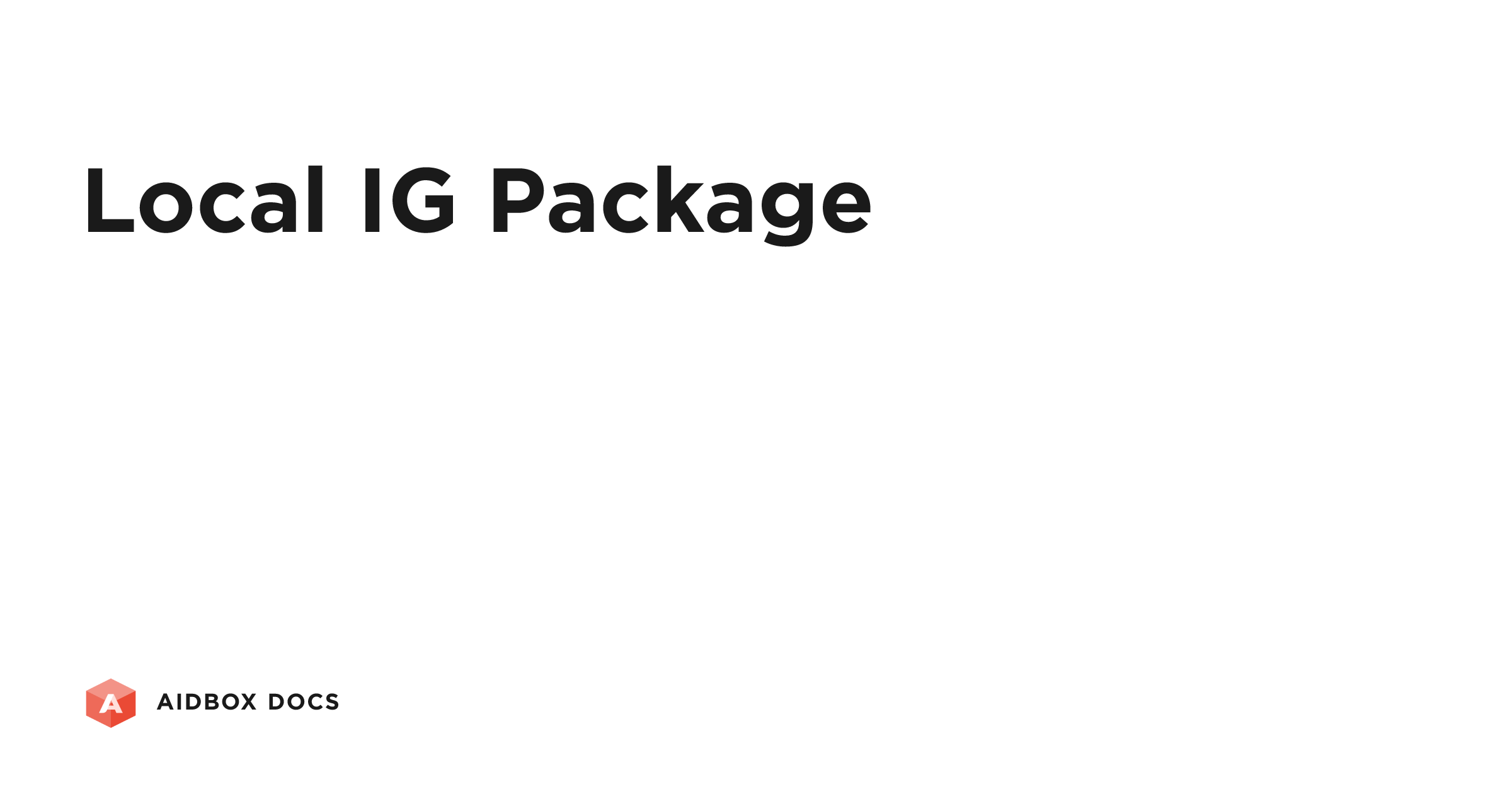 Local IG Package | Aidbox Docs