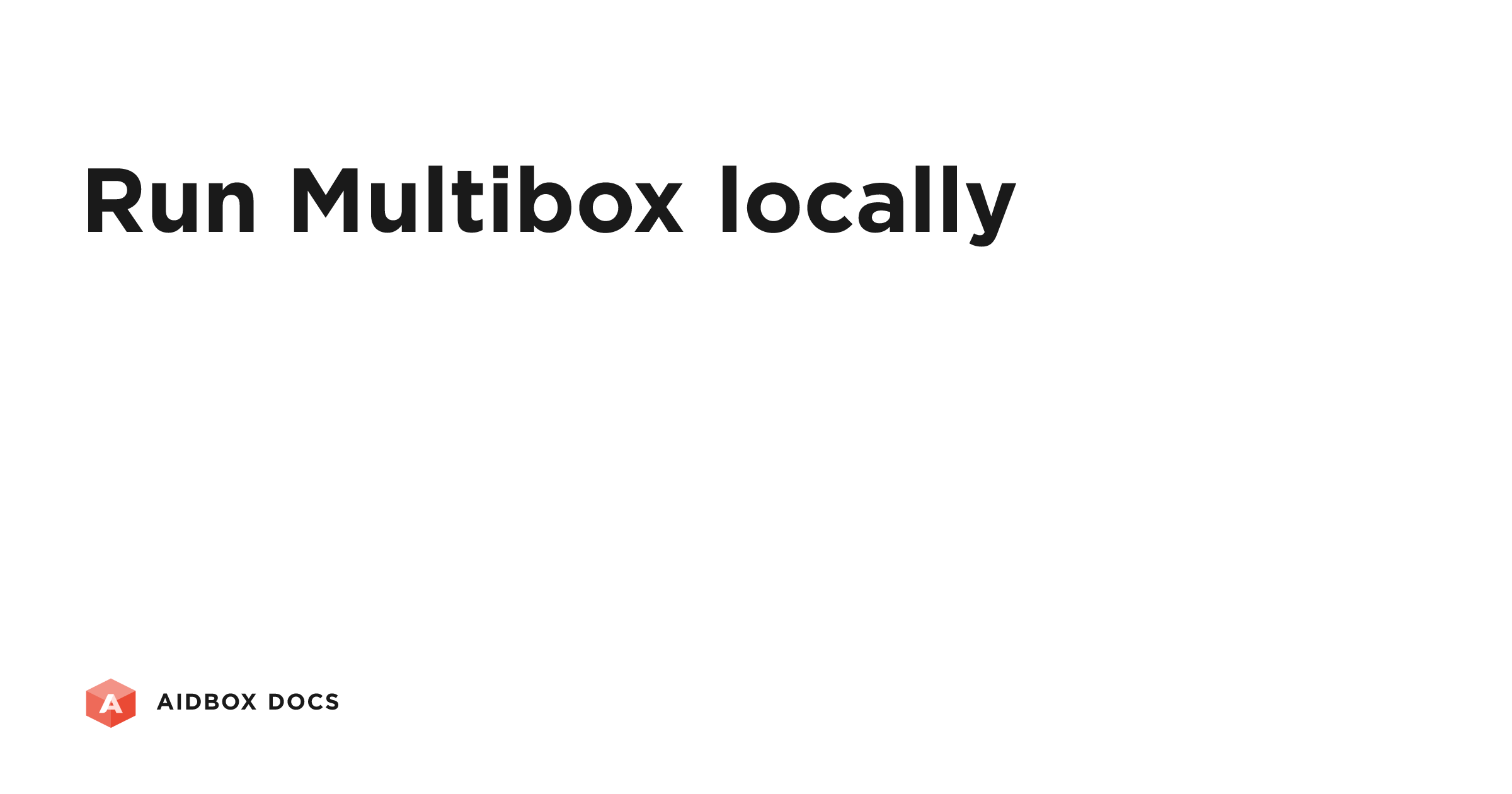 Run Multibox locally | Aidbox Docs