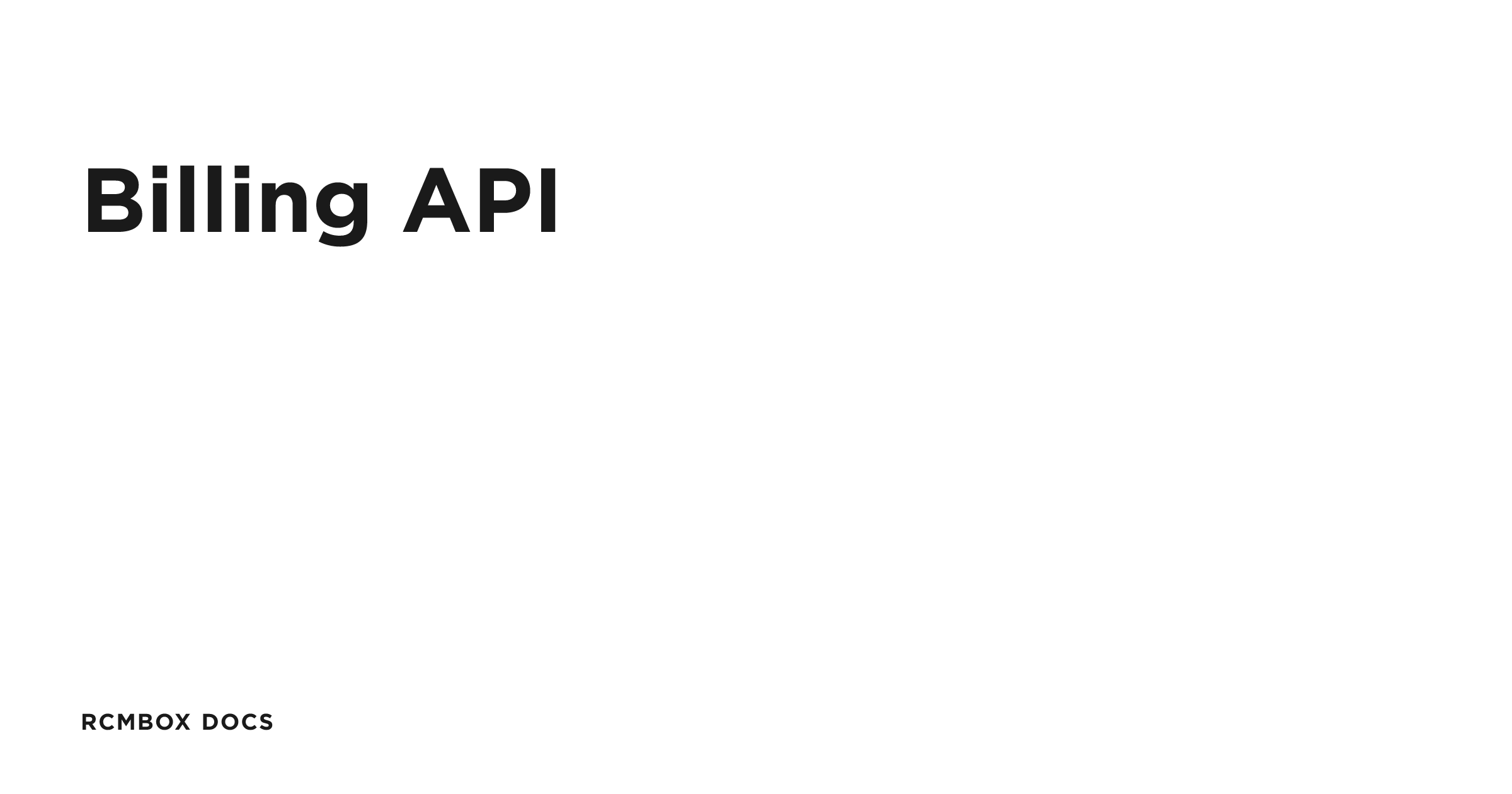 Billing API | RCMbox Docs